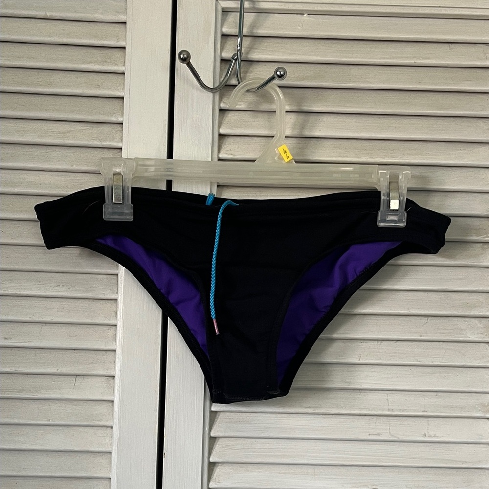 Jolyn Black tie Andy Bikini Bottoms with Purple Lining